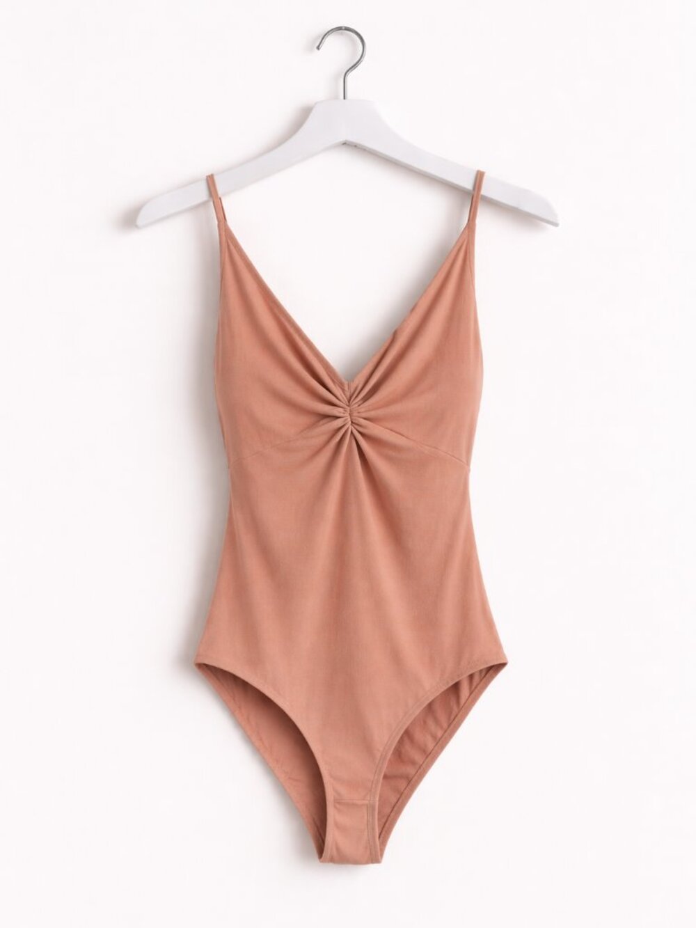 F21 Dusty Rose Pink Twist Front Plunge Cami Bodysuit